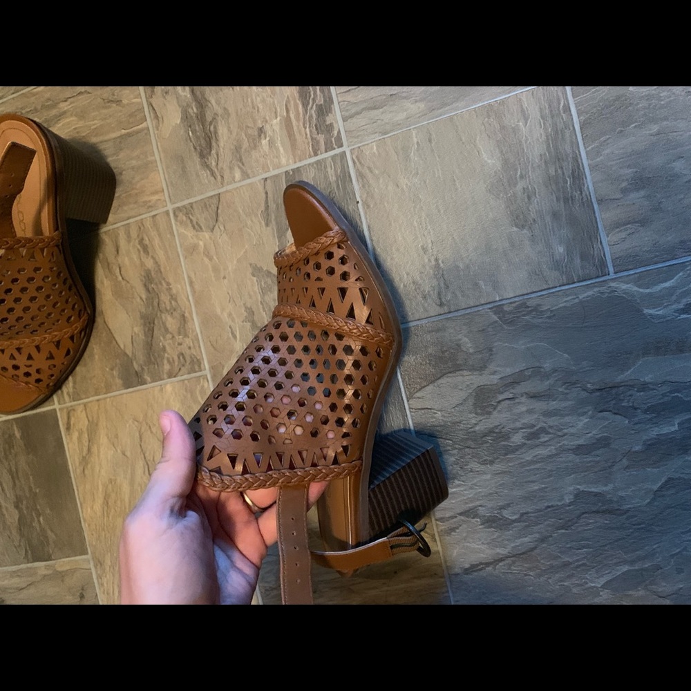 Brown heeled sandals